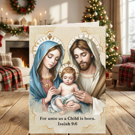 Cartão De Festividades Sagrada Família Natal Versículo Bíblico Natal Dobr