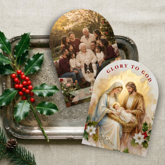 Cartão De Festividades Sagrada Natividade Arco Religioso Dourado Foto TMF