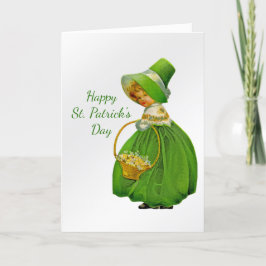 Cartão De Festividades Saint Patricks Day Green Vintage Irish Girl