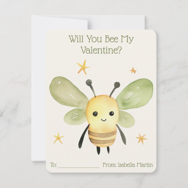 Cartão De Festividades Sala de Aula de Crianças Fofas Você Será Meu Namor (Frente)