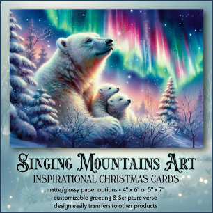 Cartão De Festividades Salmo da Família Polar Bear 19 Natal