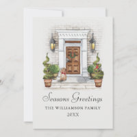 Salões Saudações Watercolor House and Dog