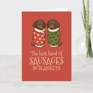 Cartão De Festividades Salsichas Dachshund no Natal dos Banquetes