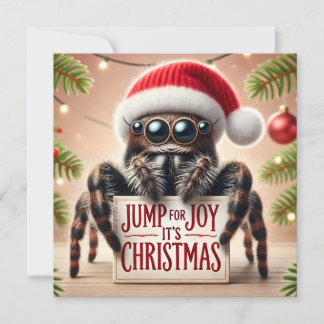 Cartão De Festividades Salto para a alegria É a aranha de salto de Natal
