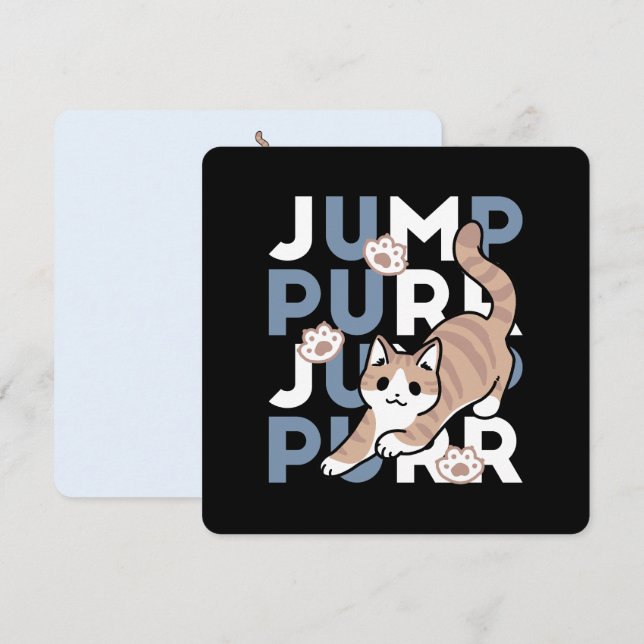 Cartão De Festividades Salto Purr de Salto: Design de Gato Reproduzível c (Frente/Verso)
