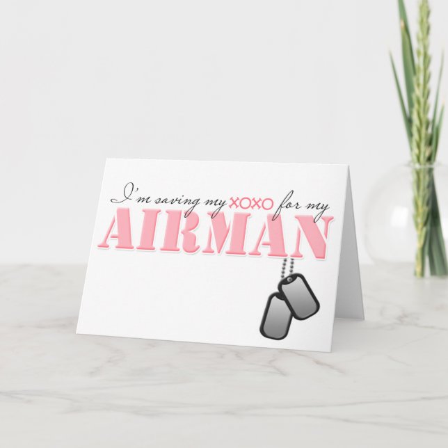 Cartão De Festividades Salvando meu XOXO para o meu Airman (Frente)