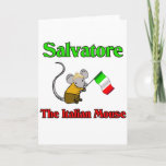 Cartão De Festividades Salvatore o rato italiano<br><div class="desc">Salvatore o rato italiano. mais….  Grande presente para alguns Natal,  aniversários,  dia das mães,  dia dos pais e diário da ocasião especialmente.</div>