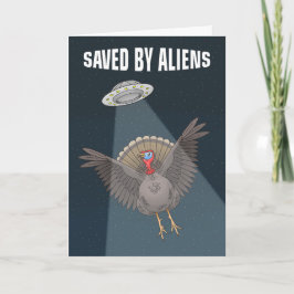 Cartão De Festividades Salvos por alienígenas em um OVNI