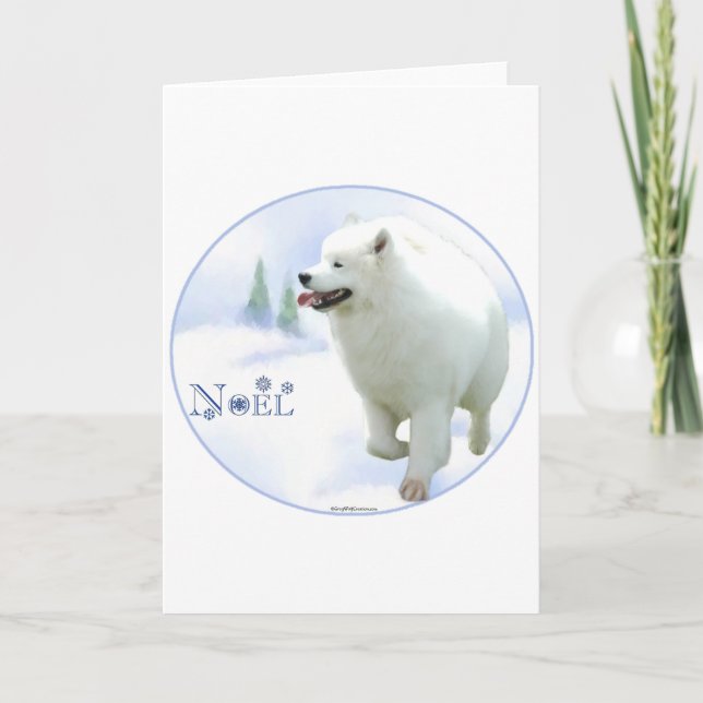 Cartão De Festividades Samoyed Noel (Frente)