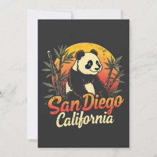 Cartão De Festividades San Diego California Retro Sunset Vintage Panda