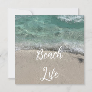 Cartão De Festividades Sandy Beach Life Florida Teal Blue Artsy Abstrato