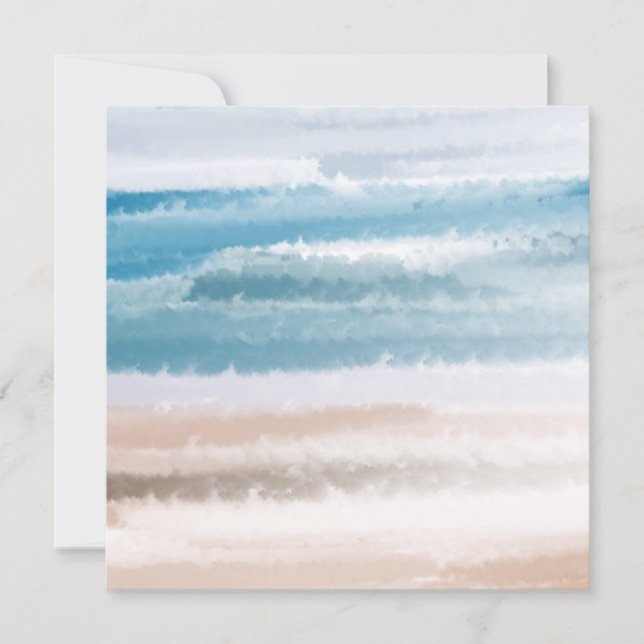 Cartão De Festividades Sandy Beach Ocean Waves Abstrato Watercolor (Frente)