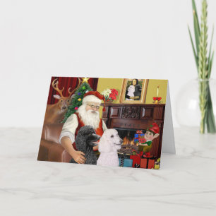 Cartão De Festividades Santa At Home - Poodles (2 Standard)