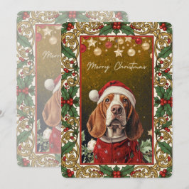 Cartão De Festividades Santa Basset Hound Christmas 