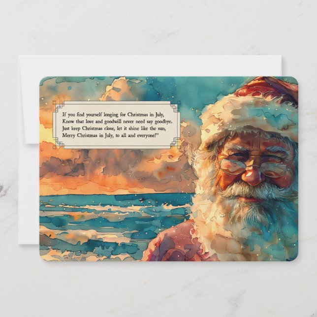 Cartão De Festividades Santa by the Sea – Christmas in July Holiday Card  (Frente)