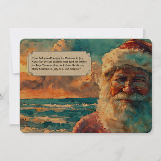 Cartão De Festividades Santa by the Sea – Christmas in July Holiday Card 
