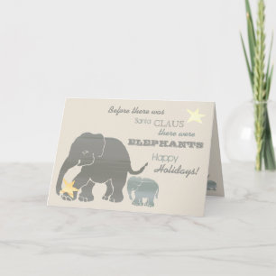 Cartão De Festividades Santa Christmas Elephants Typographic Vintage