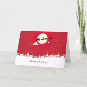 Cartão De Festividades Santa Claus Flying Over The City Chrismas Cards