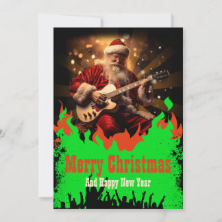 Cartão De Festividades Santa Claus Guitar