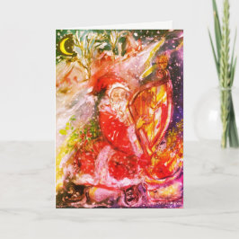 Cartão De Festividades SANTA CLAUS JOGANDO HARP Musical Night