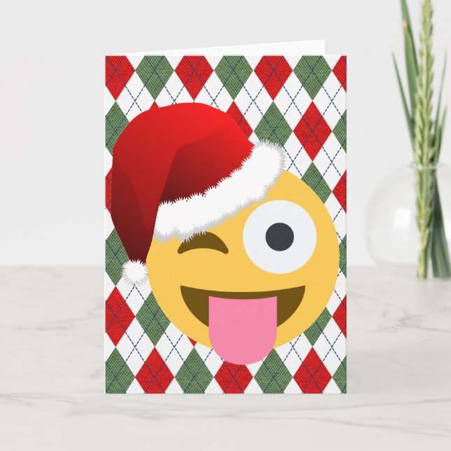 Cartão De Festividades santa claus piscar os olhos emoji (Frente)
