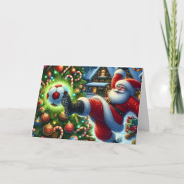 Cartão De Festividades Santa Claus Playing Soccer Christmas