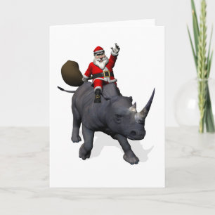 Cartão De Festividades Santa Claus Rides Rhino Rhinoceros