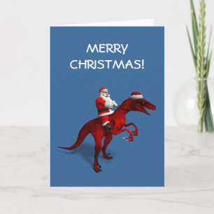 Cartão De Festividades Santa Claus Riding Tyrannosaurus Rex