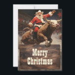 Cartão De Festividades Santa Claus Rodeo<br><div class="desc">bol santa claus art,  boi arena country ranch ,  rodeio de vaca animal ,  esportista cowboy red ,  cartoon de inverno , ilustração de natal natalício,  bull santa claus</div>