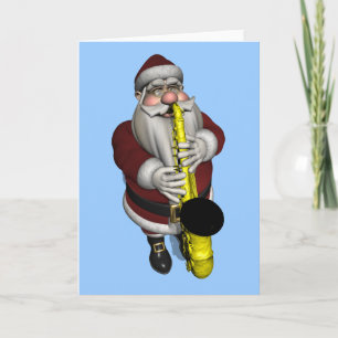 Cartão De Festividades Santa Claus Saxophone Player