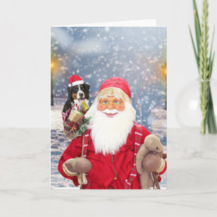 Cartão De Festividades Santa Claus w Christmas Gifts Bernese Mountain Dog