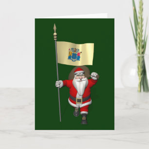 Cartão De Festividades Santa Claus With Ensign Of New Jersey