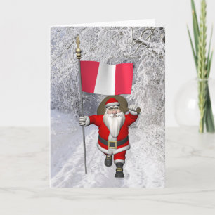 Cartão De Festividades Santa Claus With Flag Of Peru