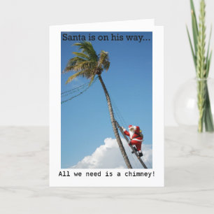 Cartão De Festividades Santa Climbing Palm Tree Holiday Card