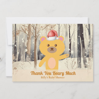 Cartão De Festividades Santa Cute Bear Baby Shower Custom Thank You Card