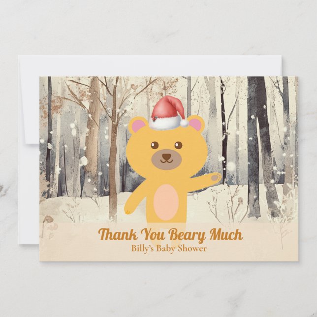 Cartão De Festividades Santa Cute Bear Baby Shower Custom Thank You Card (Frente)