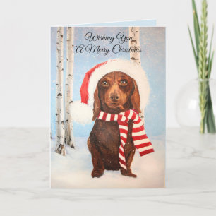 Cartão De Festividades Santa Dachshund Dog Christmas Greeting