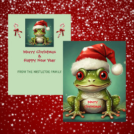 Cartão De Festividades Santa Frog | Anfíbio Verde Caprichoso de Natal