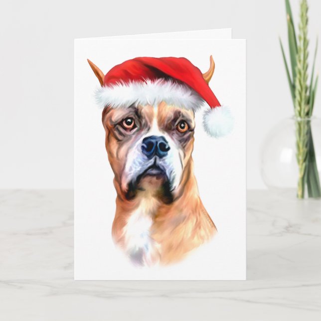 Cartão De Festividades Santa Hat Boxer (Frente)
