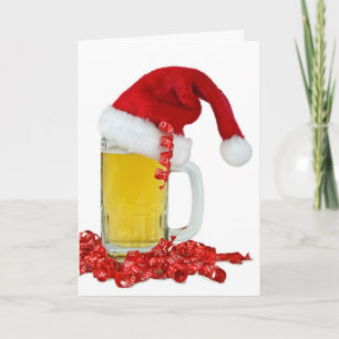 Cartão De Festividades Santa Hat em Beer Mug