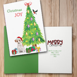 Cartão De Festividades Santa Hat Jack Russell Terrier e Árvore de Férias