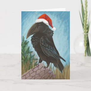 Cartão De Festividades Santa Hat Raven