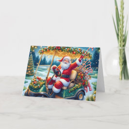 Cartão De Festividades Santa in Christmas Golf Cart Holiday Card
