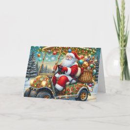 Cartão De Festividades Santa in Christmas Golf Cart Holiday Card
