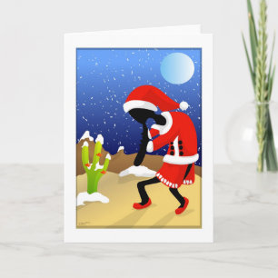 Cartão De Festividades Santa Kokopelli Desert Christmas Card