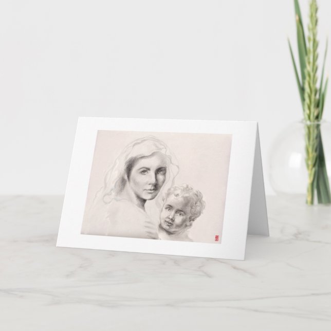 Cartão De Festividades Santa Maria e Filho Cristo (Frente)