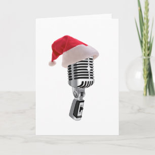 Cartão De Festividades santa microphone