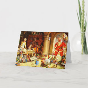 Cartão De Festividades Santa & Mrs. Claus & the Elves Bake Cookies