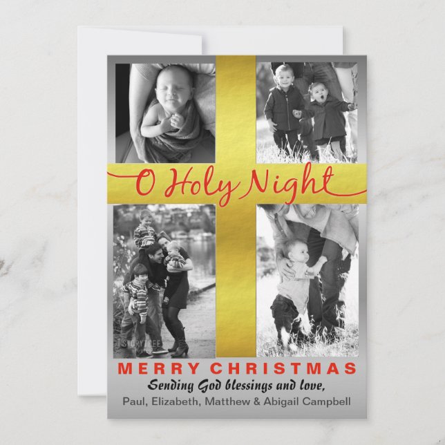 Cartão De Festividades Santa Noite Cristã Cruz Religiosa (Frente)