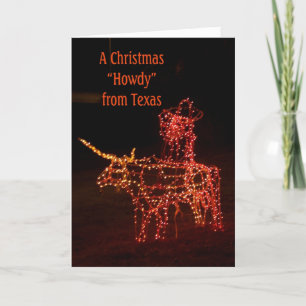 Cartão De Festividades Santa on a Longhorn Texas Christmas Greeting Card